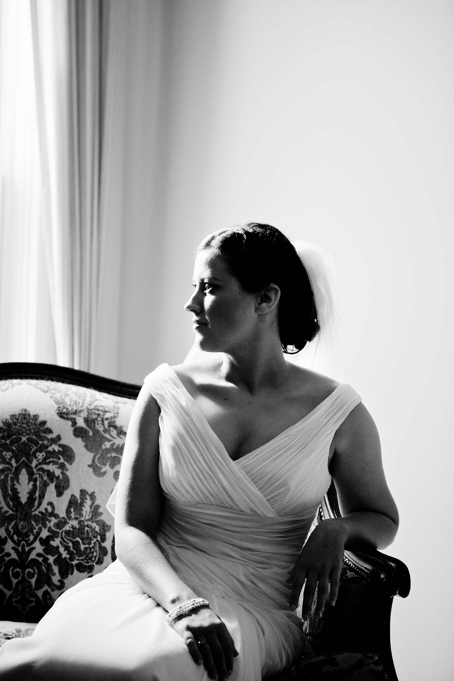 Black and white Bridal Portrait Documentary