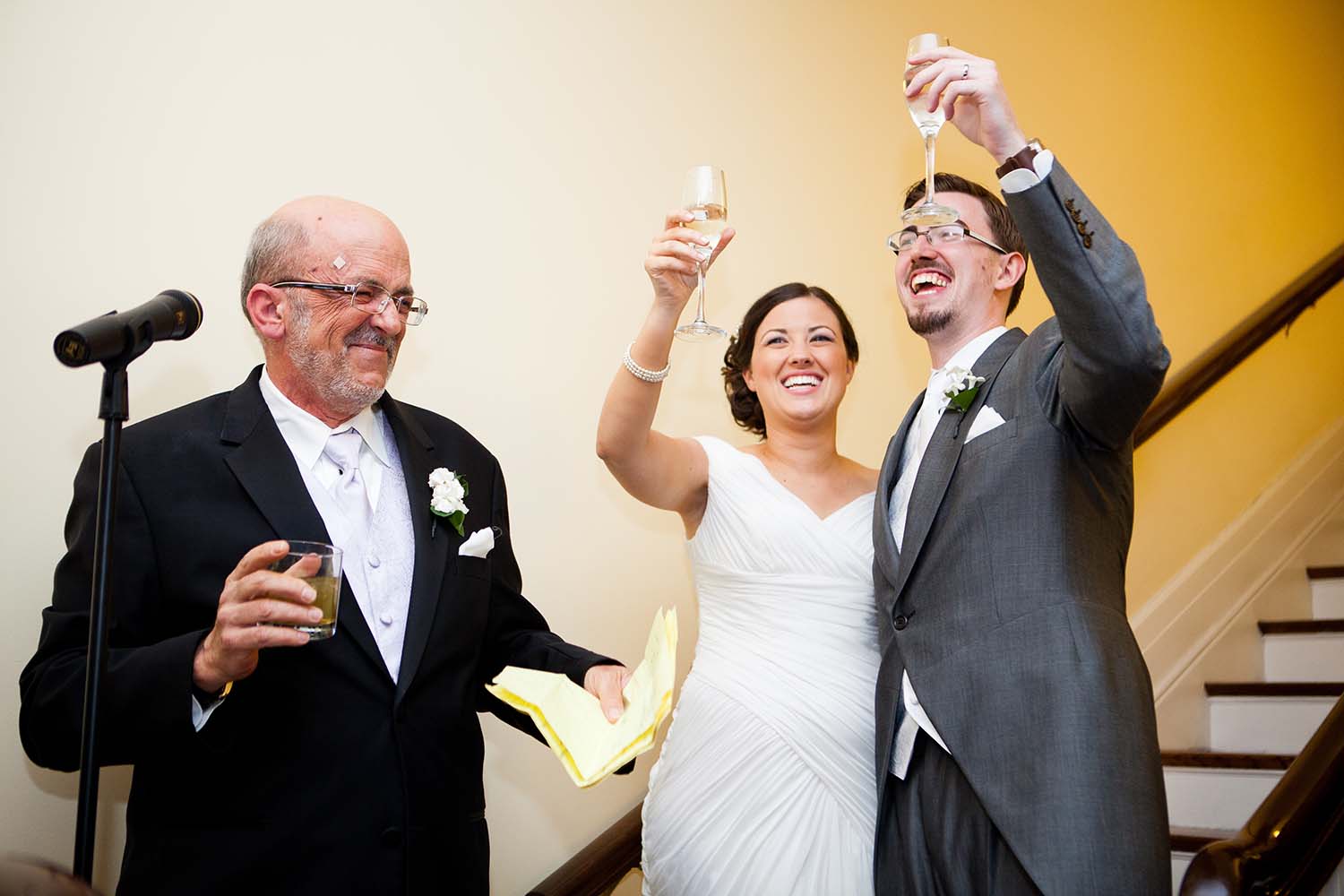 Father bride wedding reception toast candid
