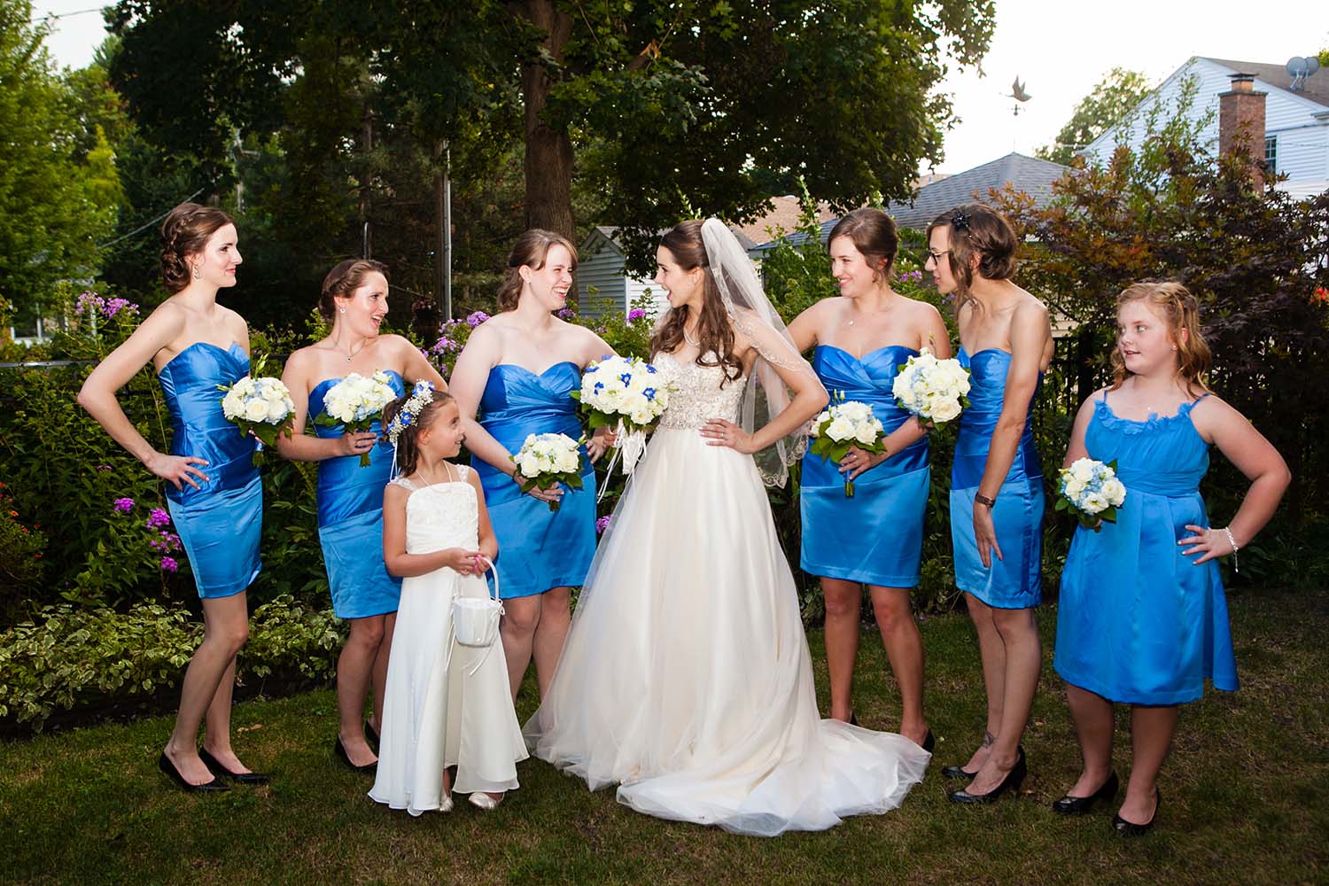 Bride and bridesmaid outdoor wedding portraits, Minneapolis Wedding Photographer
