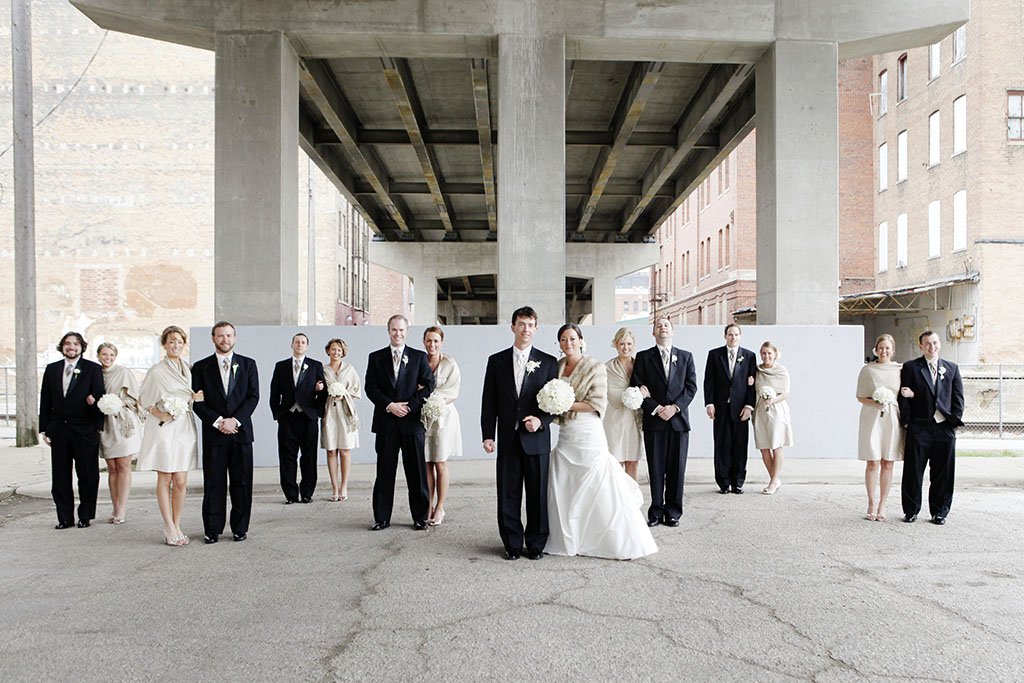 Bridal Party Urban Bridge Underpass, Minnesota Wedding Photographer, Megan & Kurt