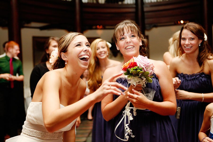 Bride Throwing Wedding Bouquet