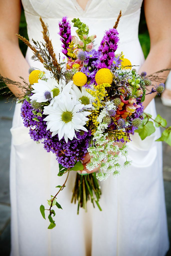Bride Wild Flower Wedding Bouquet, Minnesota Wedding Photographers