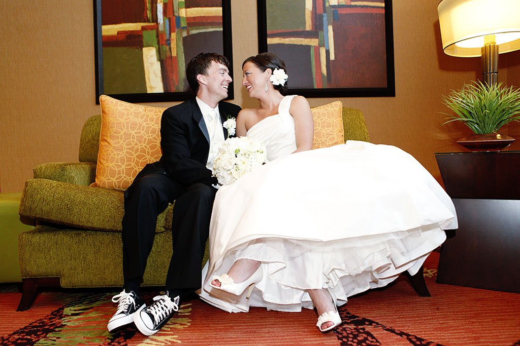 Converse Sneakers Groom Wedding Portrait, Megan & Kurt