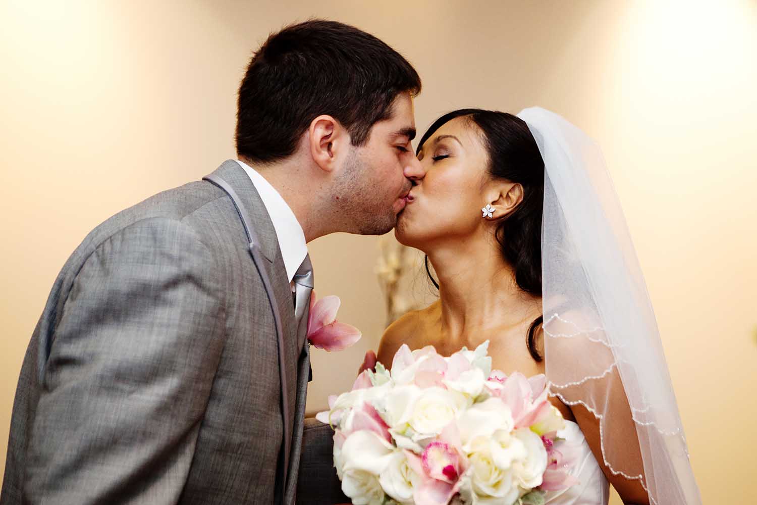 First Look Kiss Asian Bride Chicago Wedding Photographers