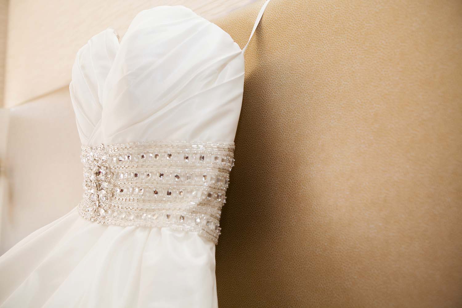 Jeweled waist Wedding dress